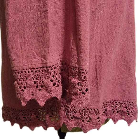 🔖👉 Soft Surroundings Top 3/4 Sleeve Tee Shirt Crochet Detail Sz 2X Hot Pink - Picture 3 of 8